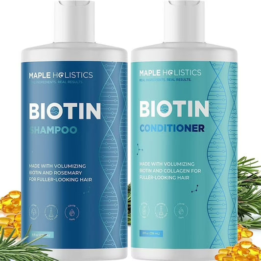 Rosemary Biotin Shampoo & Conditioner Set – 8 fl oz | Volumizing, Sulfate-Free | آمن و مغذٍ لتساقط الشعر